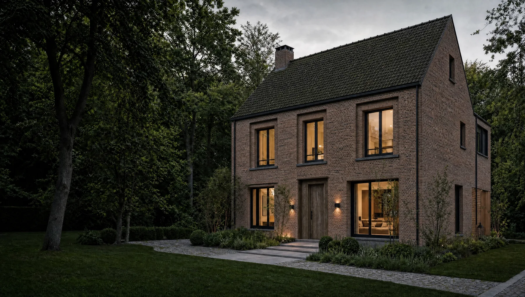 Illustrative same house with older brickwork and roof finishes